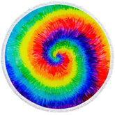 Lofaris Vibrant Summer Vibe Rainbow Spiral Round Beach Towel